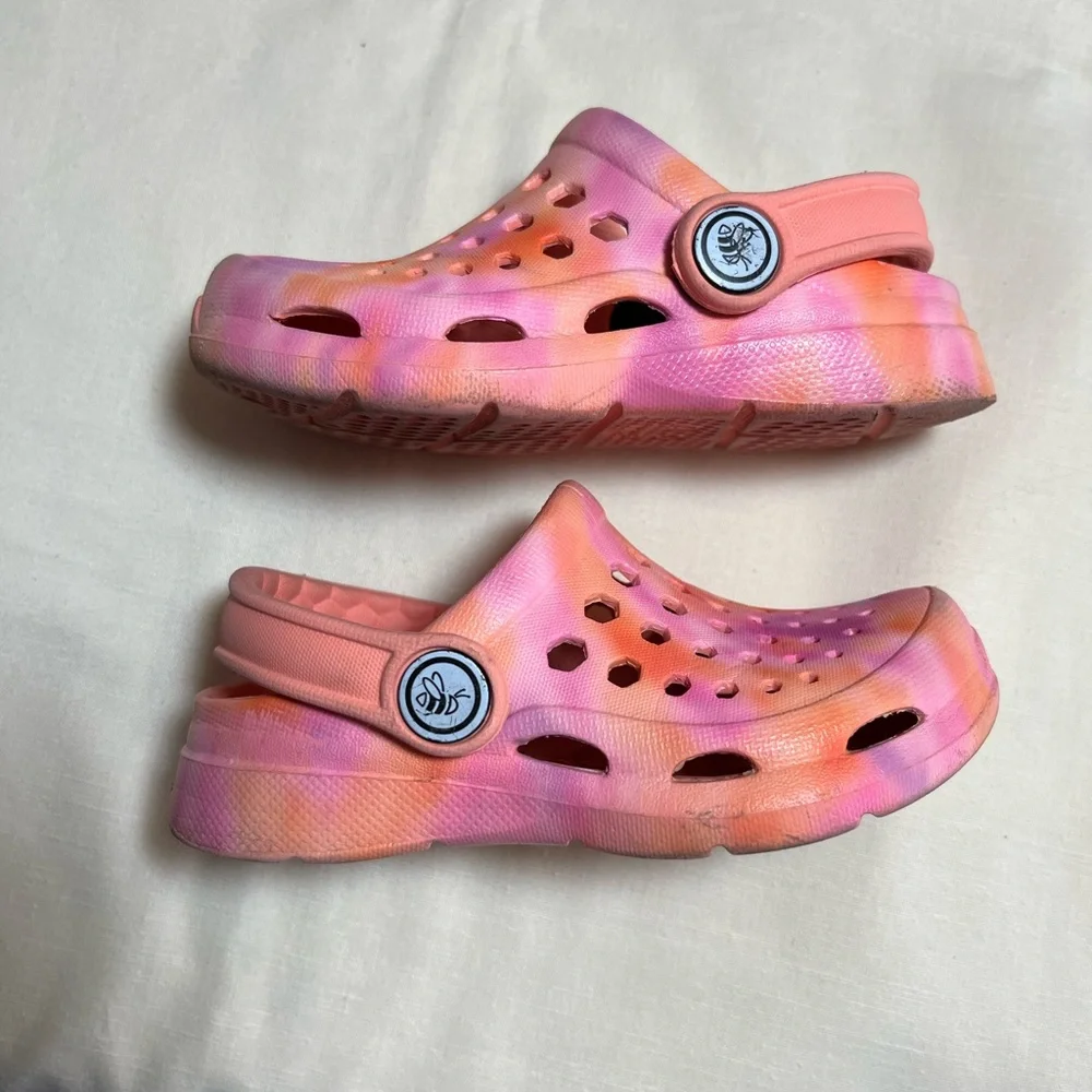 Joy bees Kids' Clogs in Pink and Orange Tie Dye